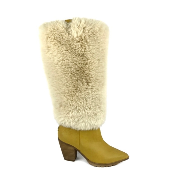 Australia Luxe Collective Lisbette Knee High Leather Fur Boot #468 - Picture 1 of 7